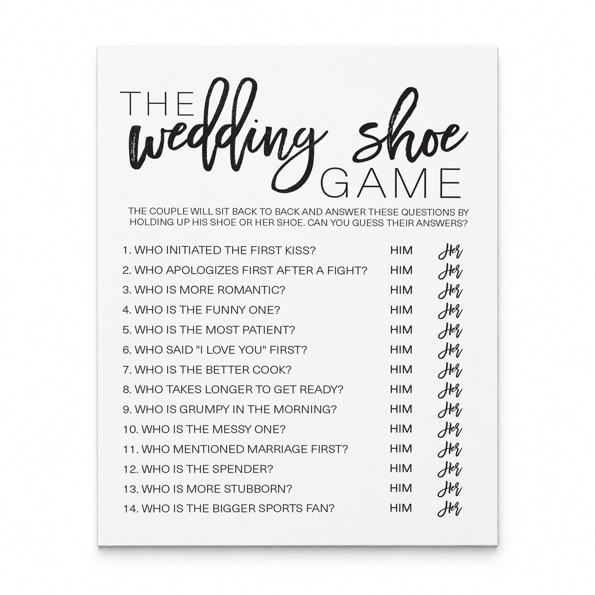 Wedding Shoe Bridal Shower Game
