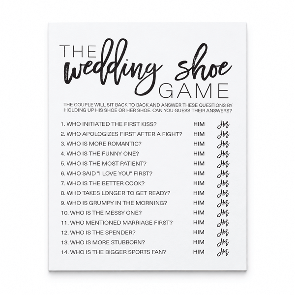 Wedding Shoe Bridal Shower Game