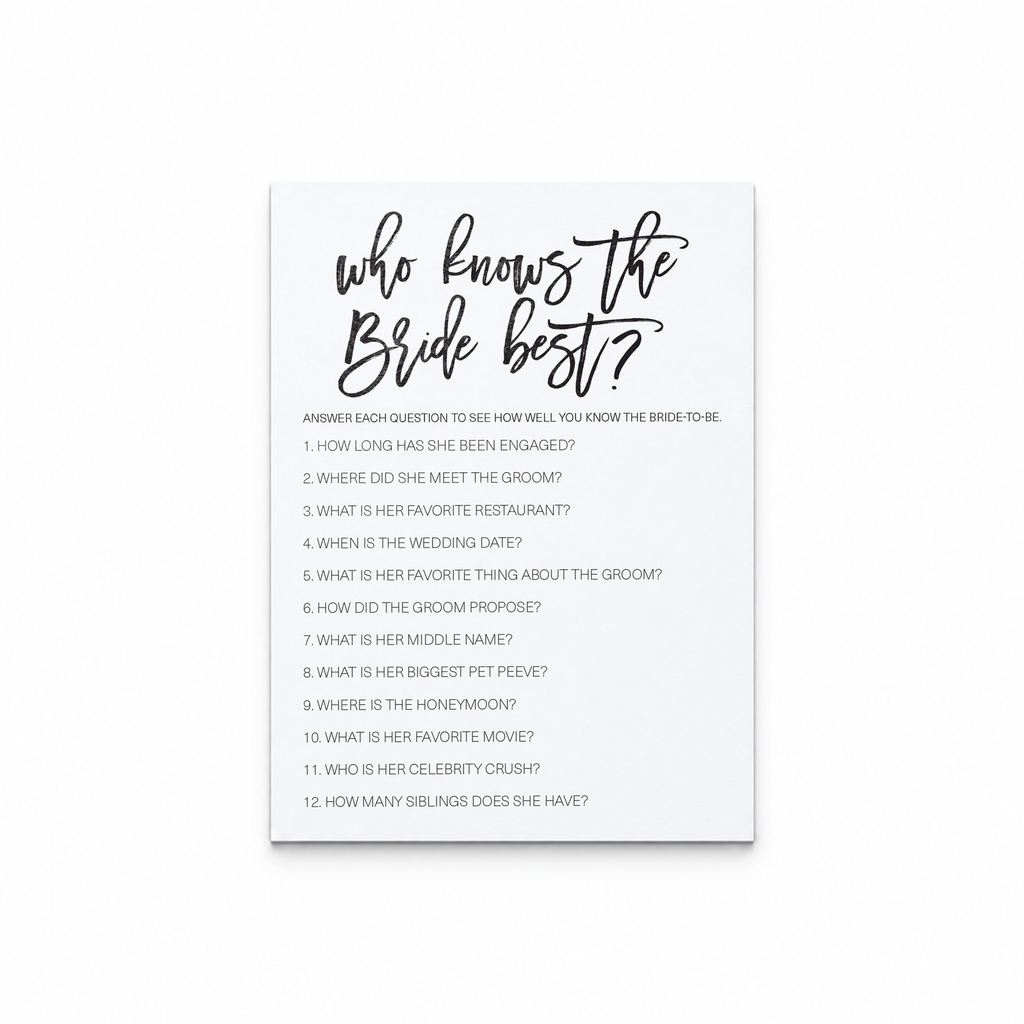 Who Knows The Bride Best Bridal Shower Game