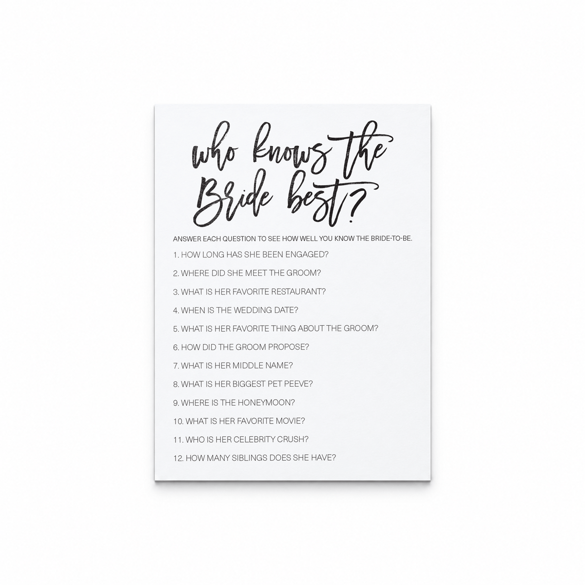 Who Knows The Bride Best Bridal Shower Game