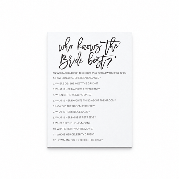 Who Knows The Bride Best Bridal Shower Game