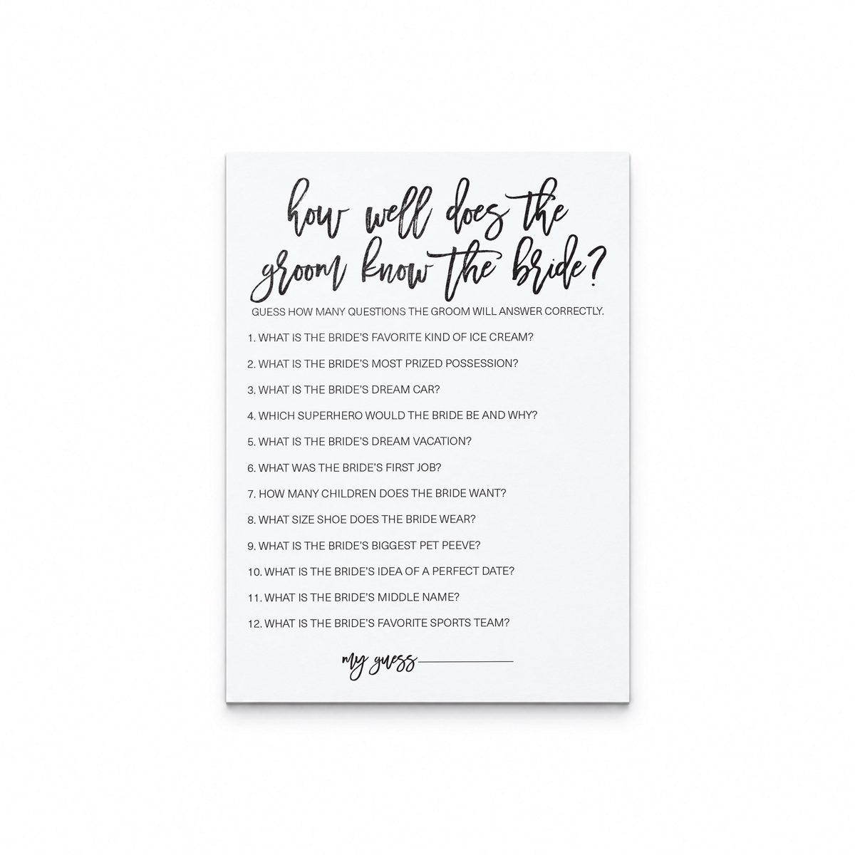 How Well Does The Groom Know The Bride Bridal Shower Game