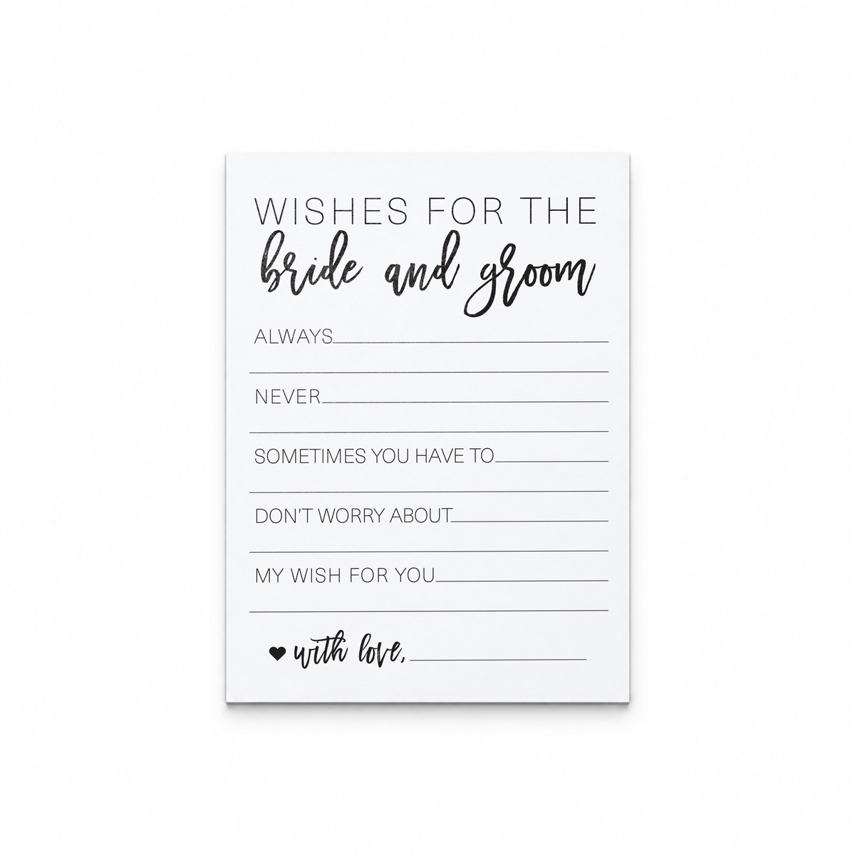 Wishes for the Bride and Groom Bridal Shower Activity