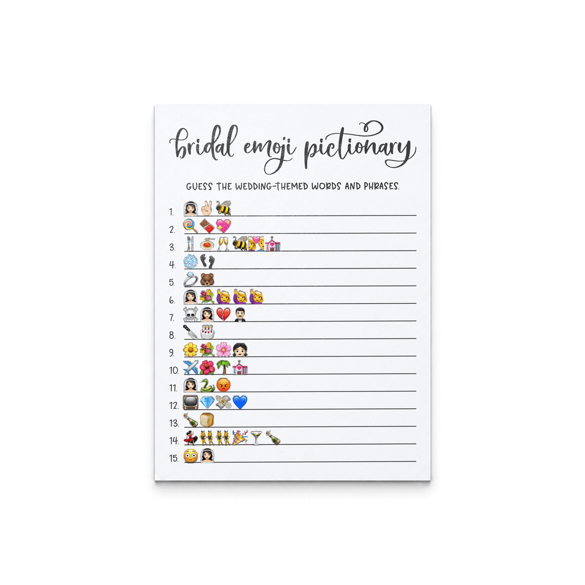 Bridal Emoji Pictionary Bridal Shower Game