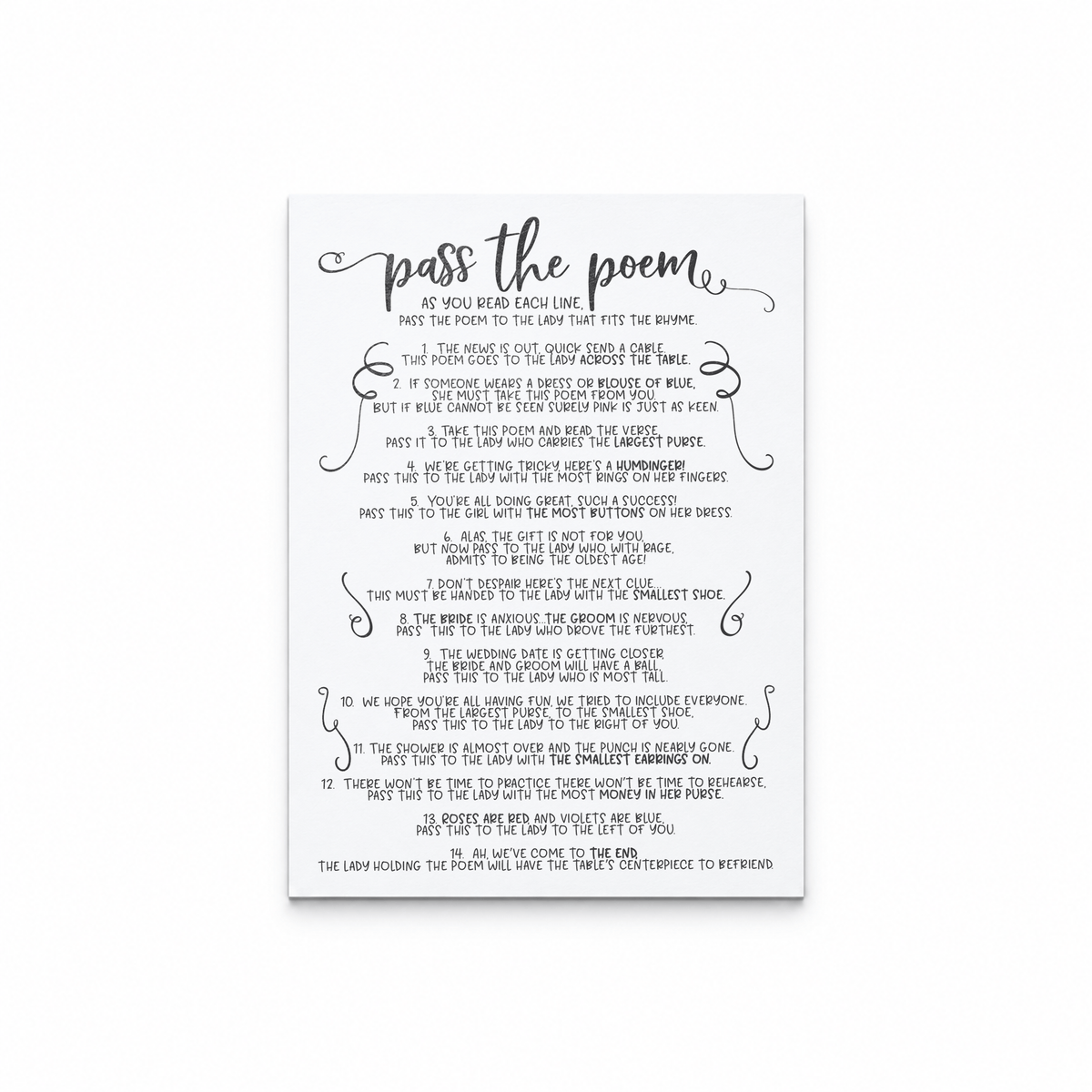 Pass The Poem Bridal Shower Game