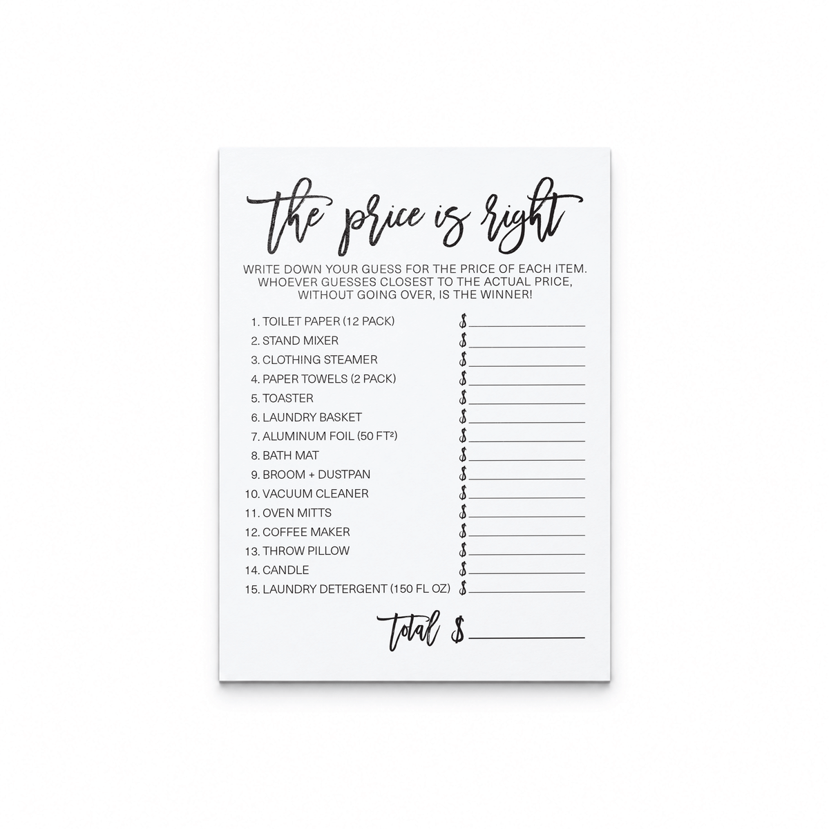 The Price Is Right Bridal Shower Game