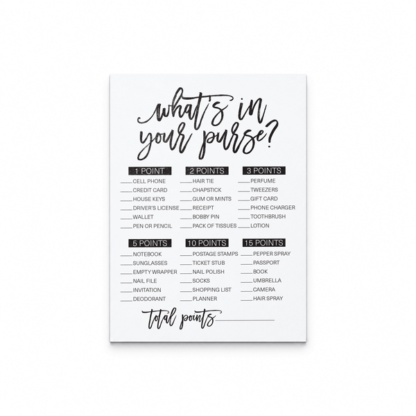 What's In Your Purse Bridal Shower Game