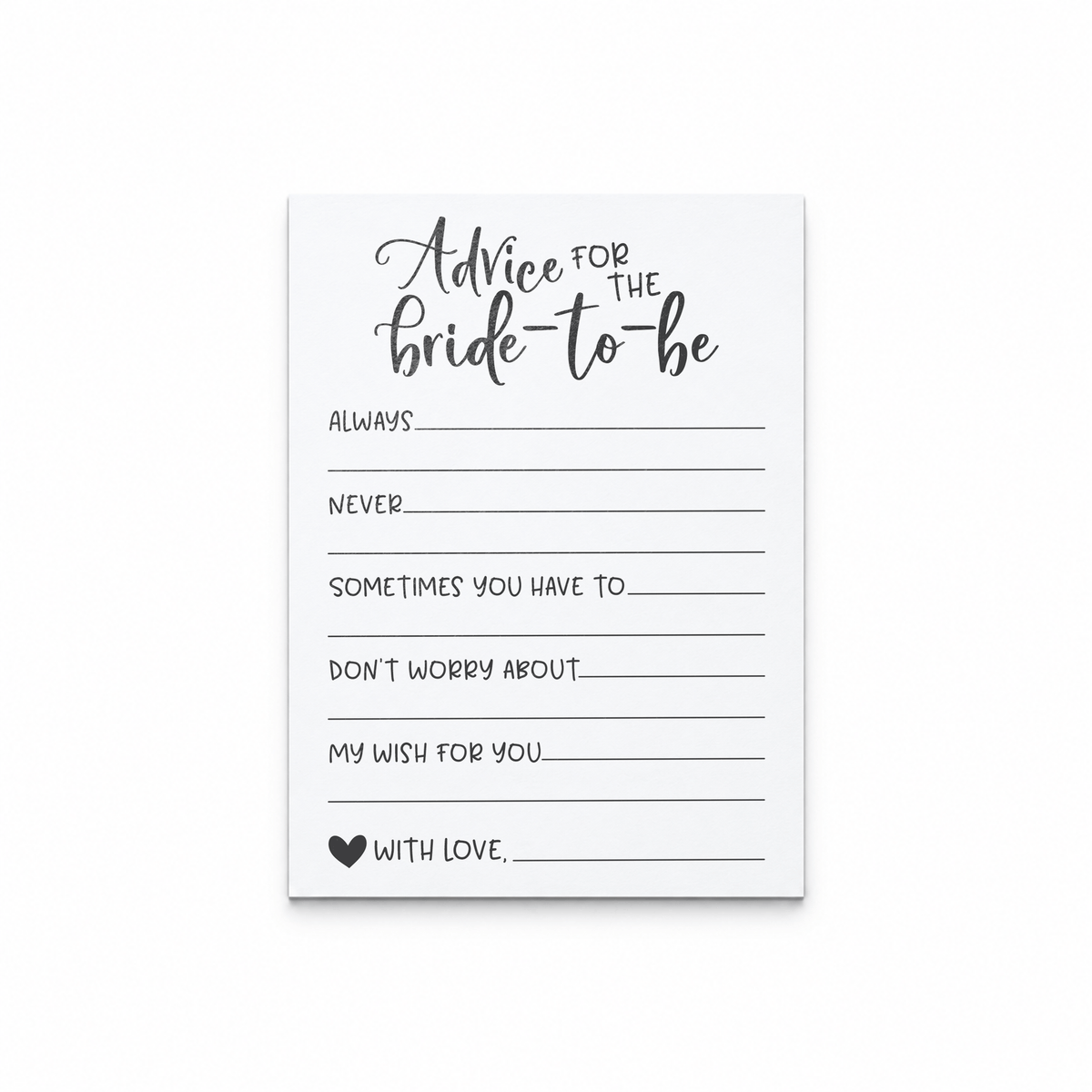 Advice for the Bride Bridal Shower Activity