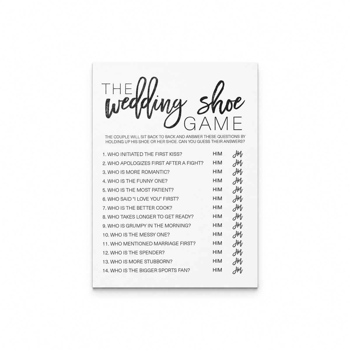 Wedding Shoe Bridal Shower Game