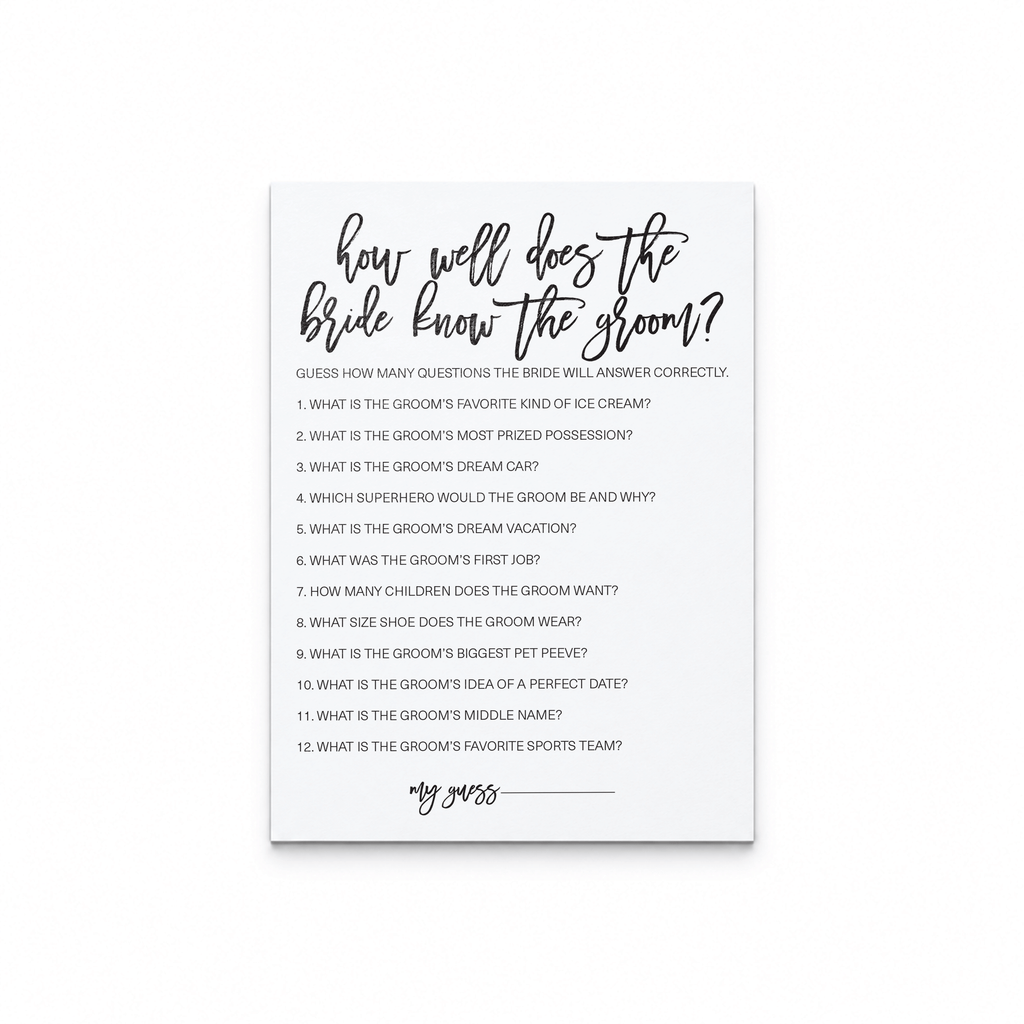 How Well Does The Bride Know The Groom Bridal Shower Game
