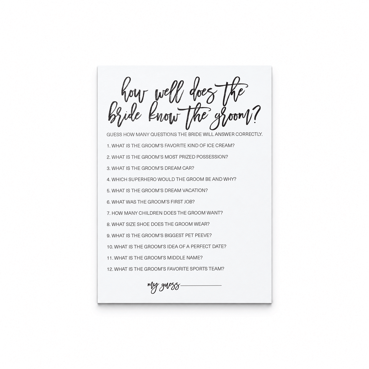 How Well Does The Bride Know The Groom Bridal Shower Game