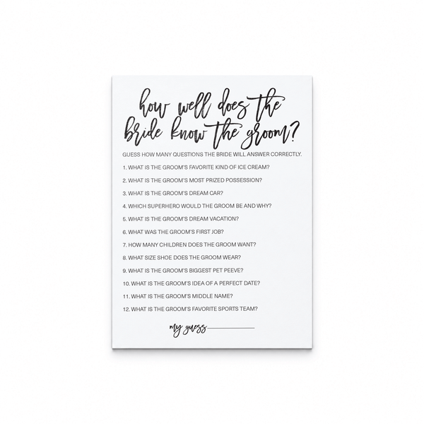 How Well Does The Bride Know The Groom Bridal Shower Game
