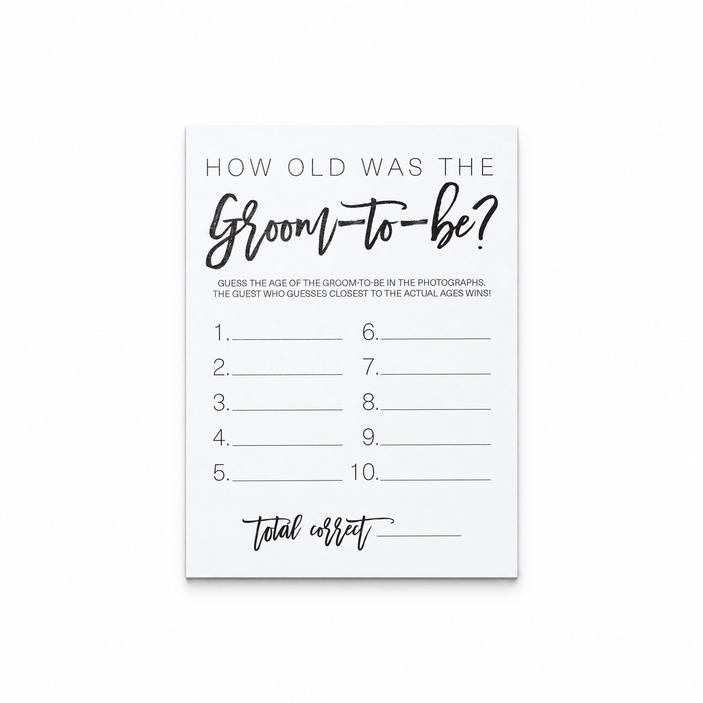 How Old was the Groom-to-be Bridal Shower Game