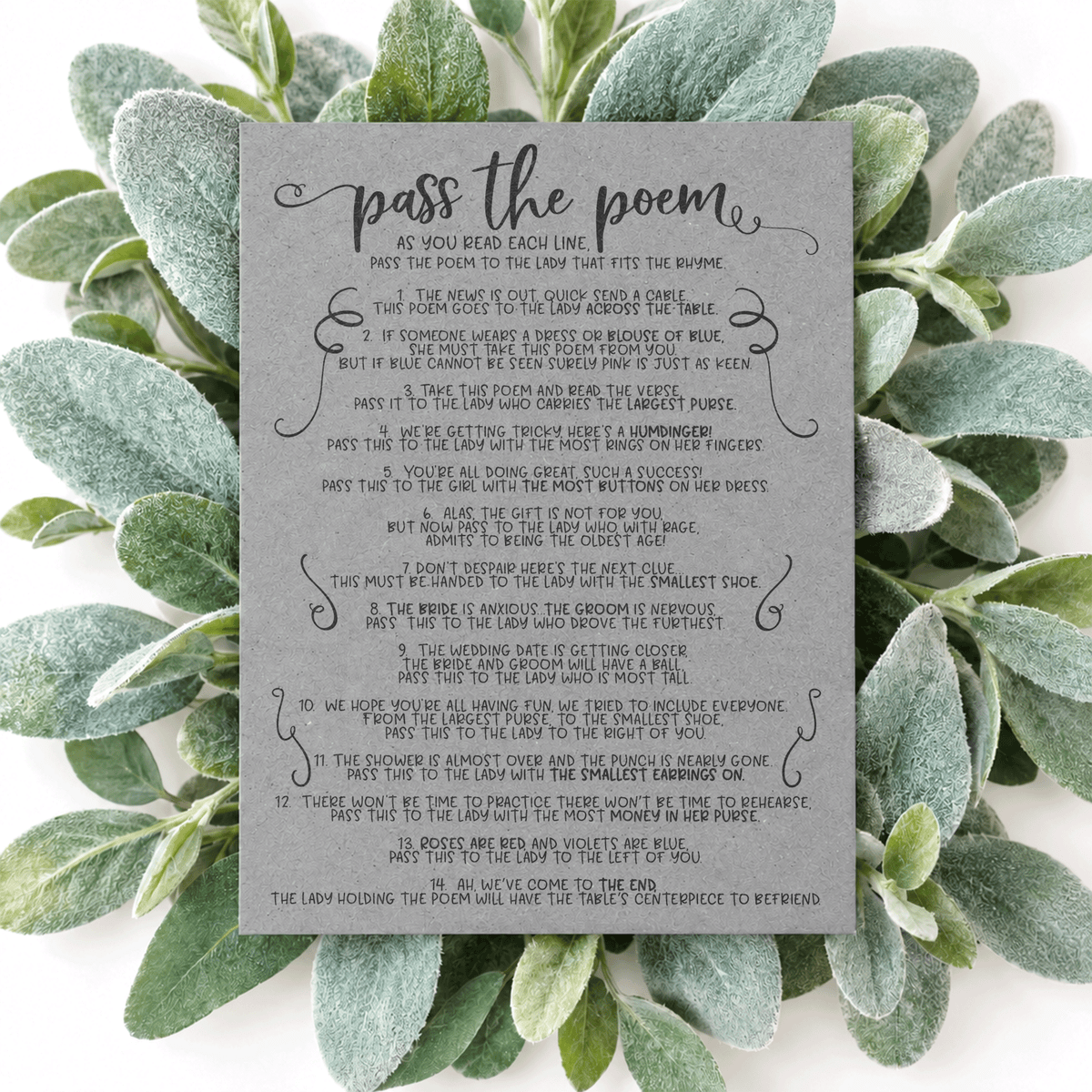 Pass The Poem Bridal Shower Game