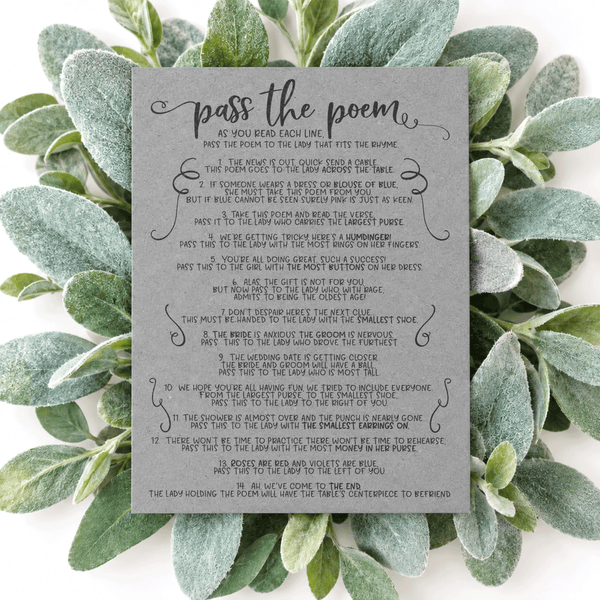 Pass The Poem Bridal Shower Game