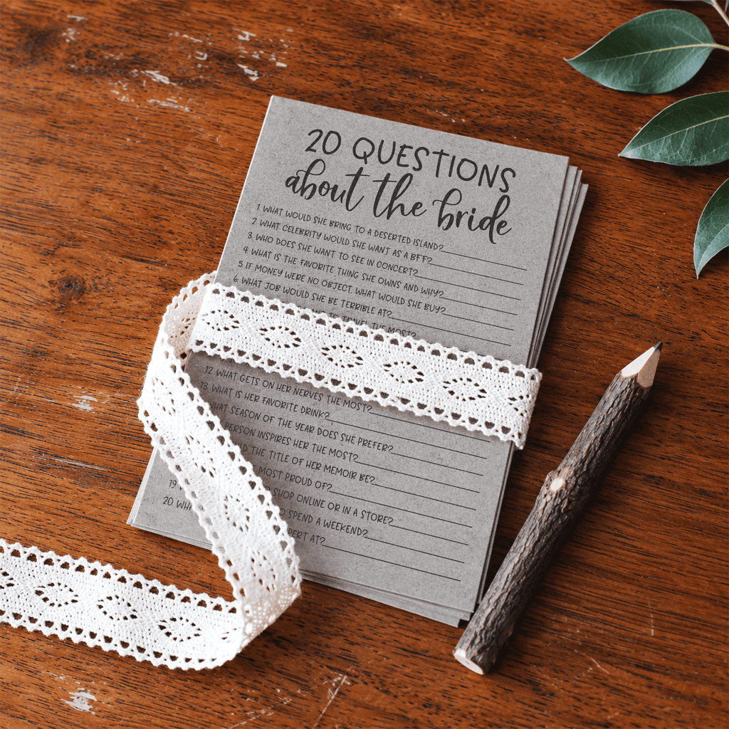 20 Questions about the Bride Bridal Shower Game