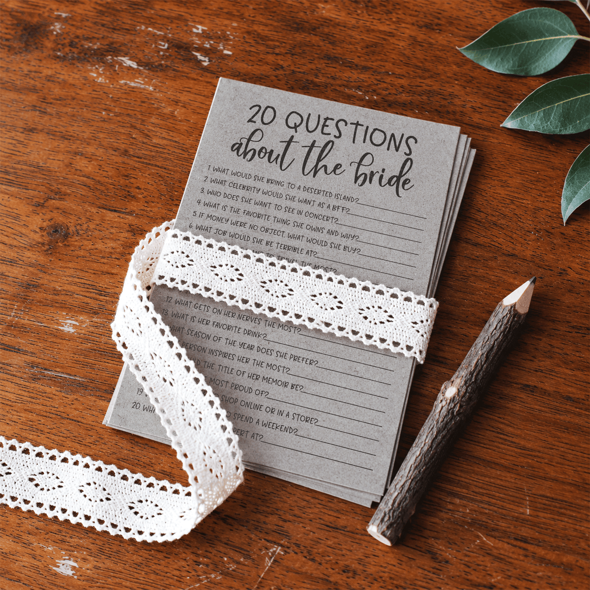 20 Questions about the Bride Bridal Shower Game