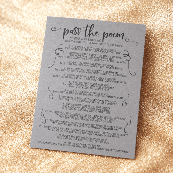 Pass The Poem Bridal Shower Game