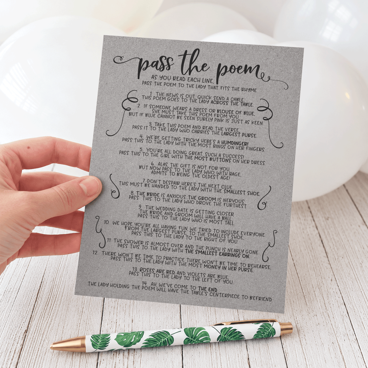 Pass The Poem Bridal Shower Game