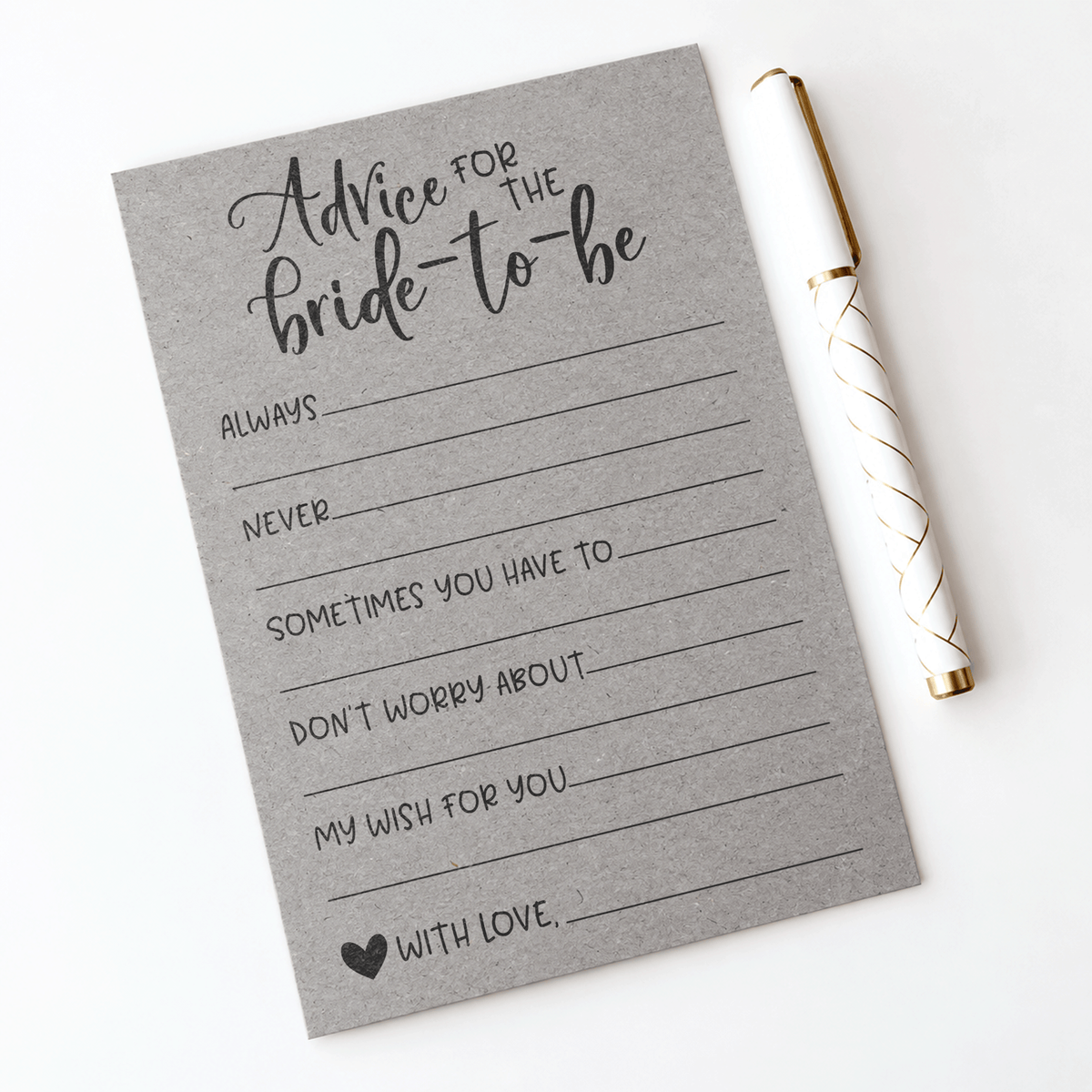 Advice for the Bride Bridal Shower Activity