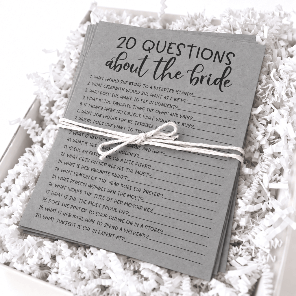 20 Questions about the Bride Bridal Shower Game