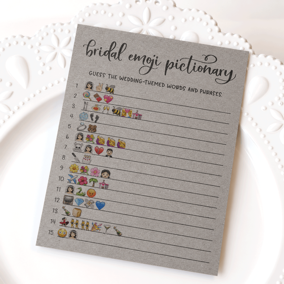 Bridal Emoji Pictionary Bridal Shower Game