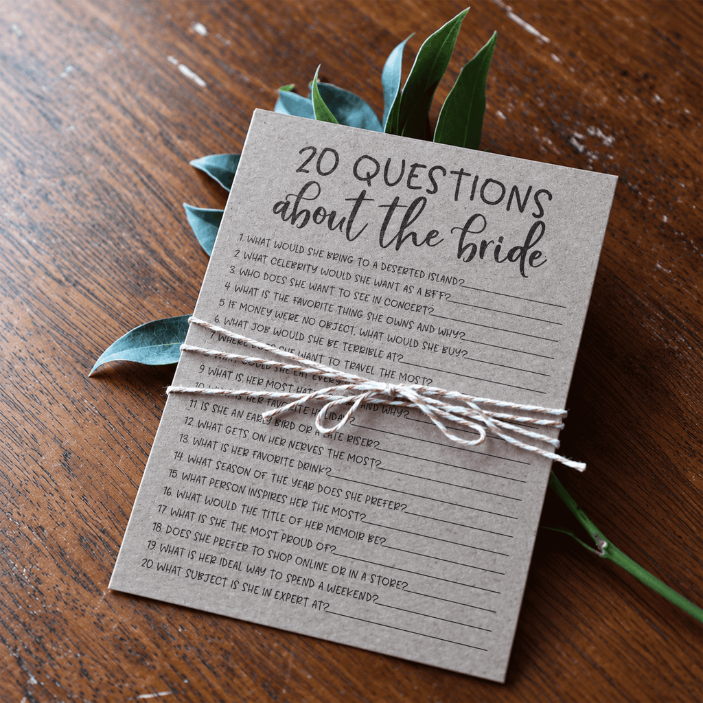 20 Questions about the Bride Bridal Shower Game