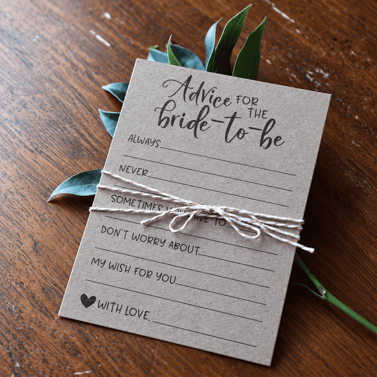 Advice for the Bride Bridal Shower Activity