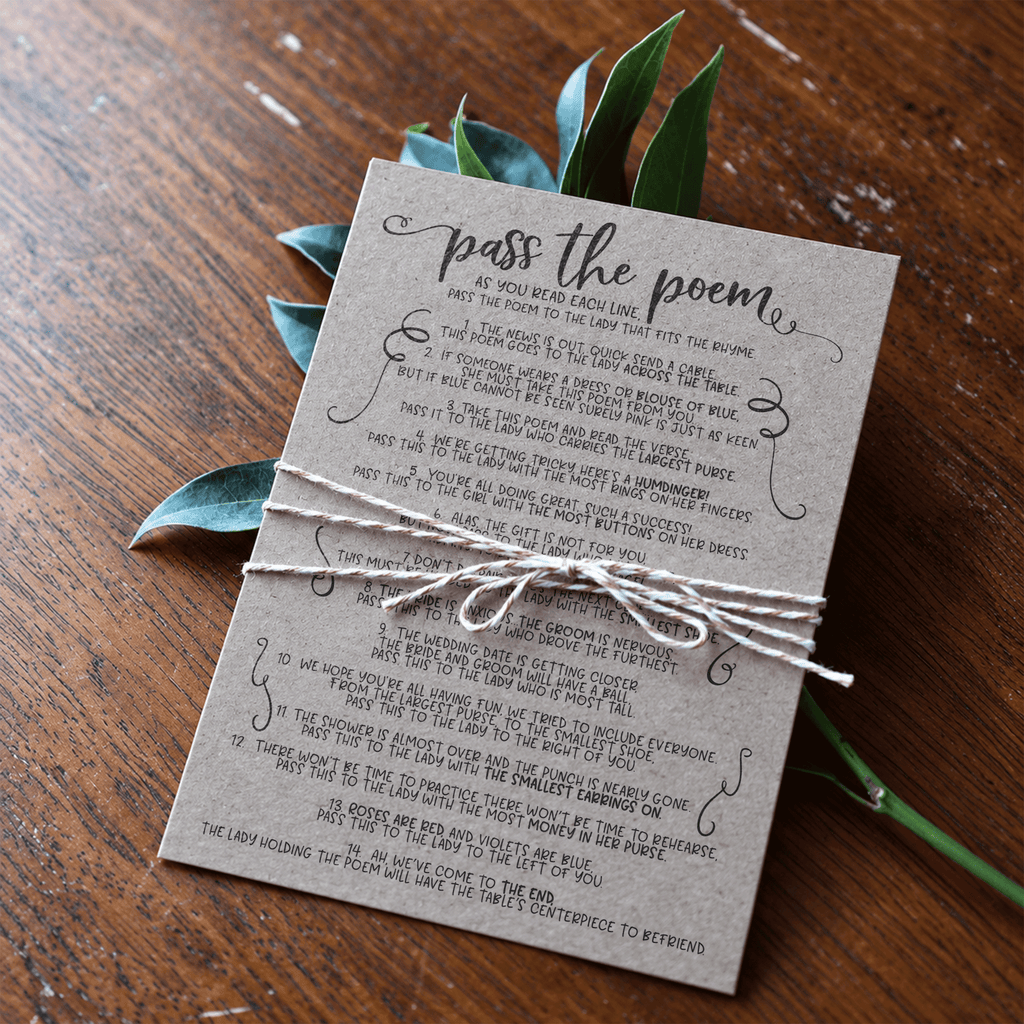 Pass The Poem Bridal Shower Game