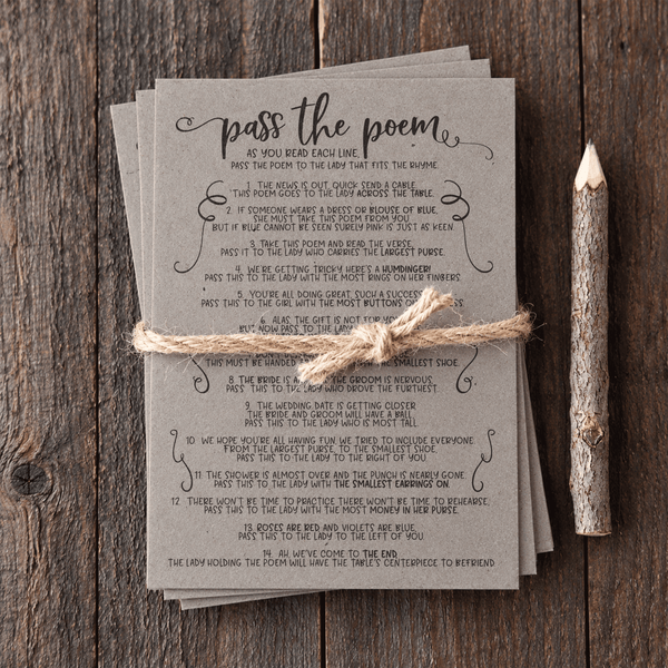 Pass The Poem Bridal Shower Game