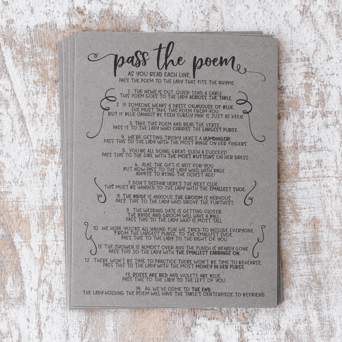 Pass The Poem Bridal Shower Game