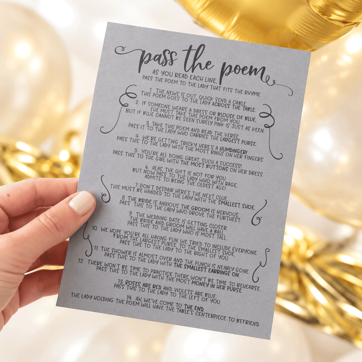 Pass The Poem Bridal Shower Game