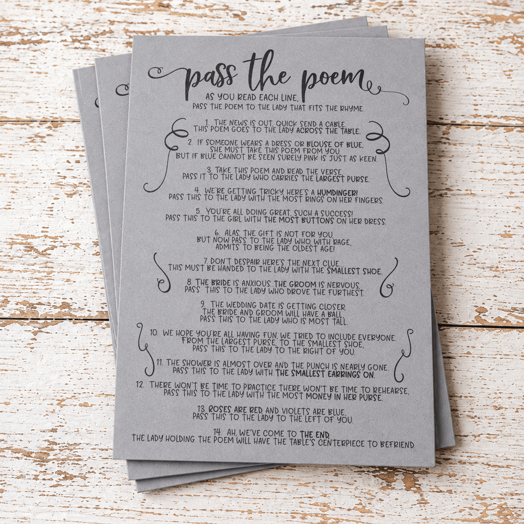 Pass The Poem Bridal Shower Game