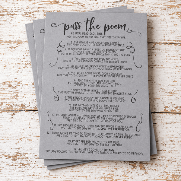 Pass The Poem Bridal Shower Game