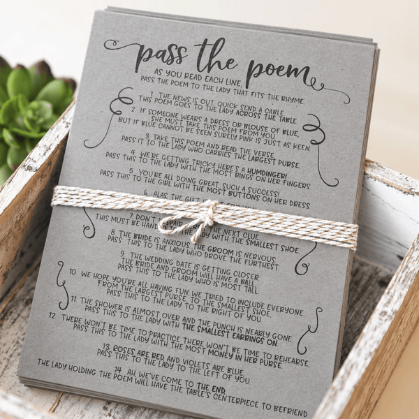 Pass The Poem Bridal Shower Game