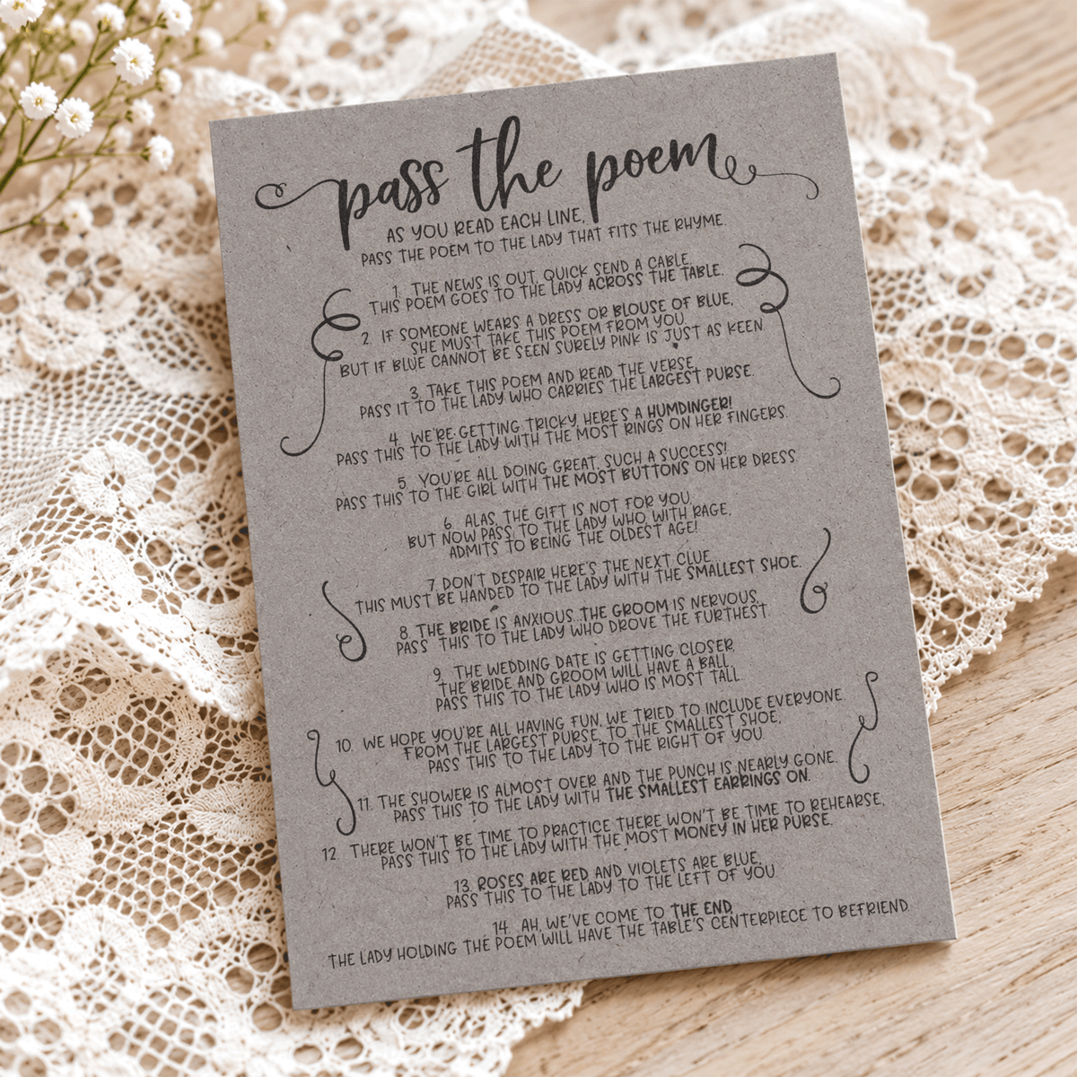 Pass The Poem Bridal Shower Game