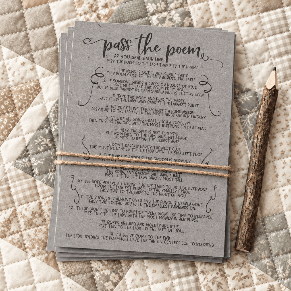 Pass The Poem Bridal Shower Game