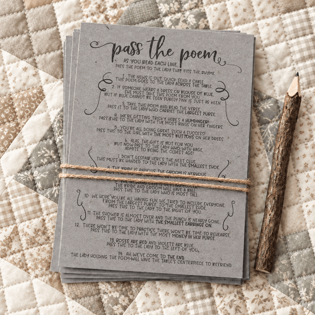 Pass The Poem Bridal Shower Game