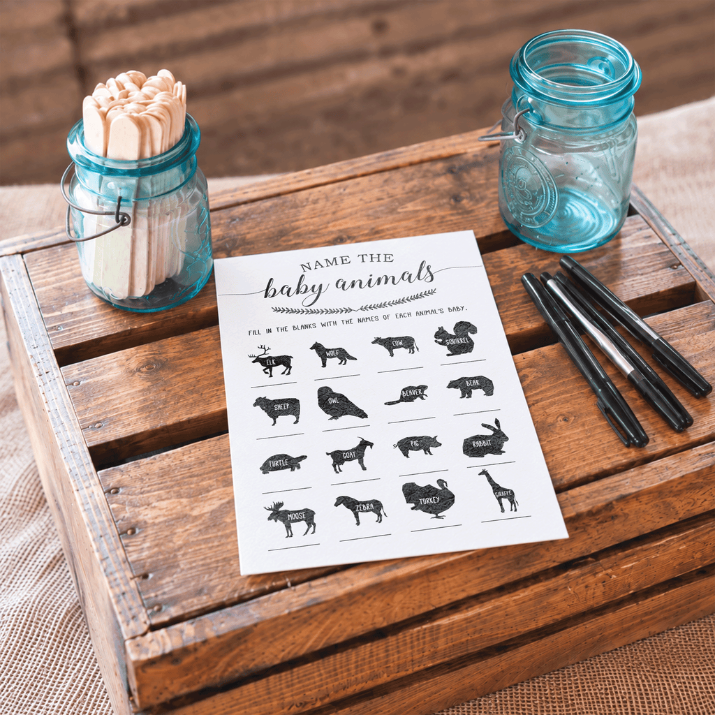 Name the Baby Animals Baby Shower Game