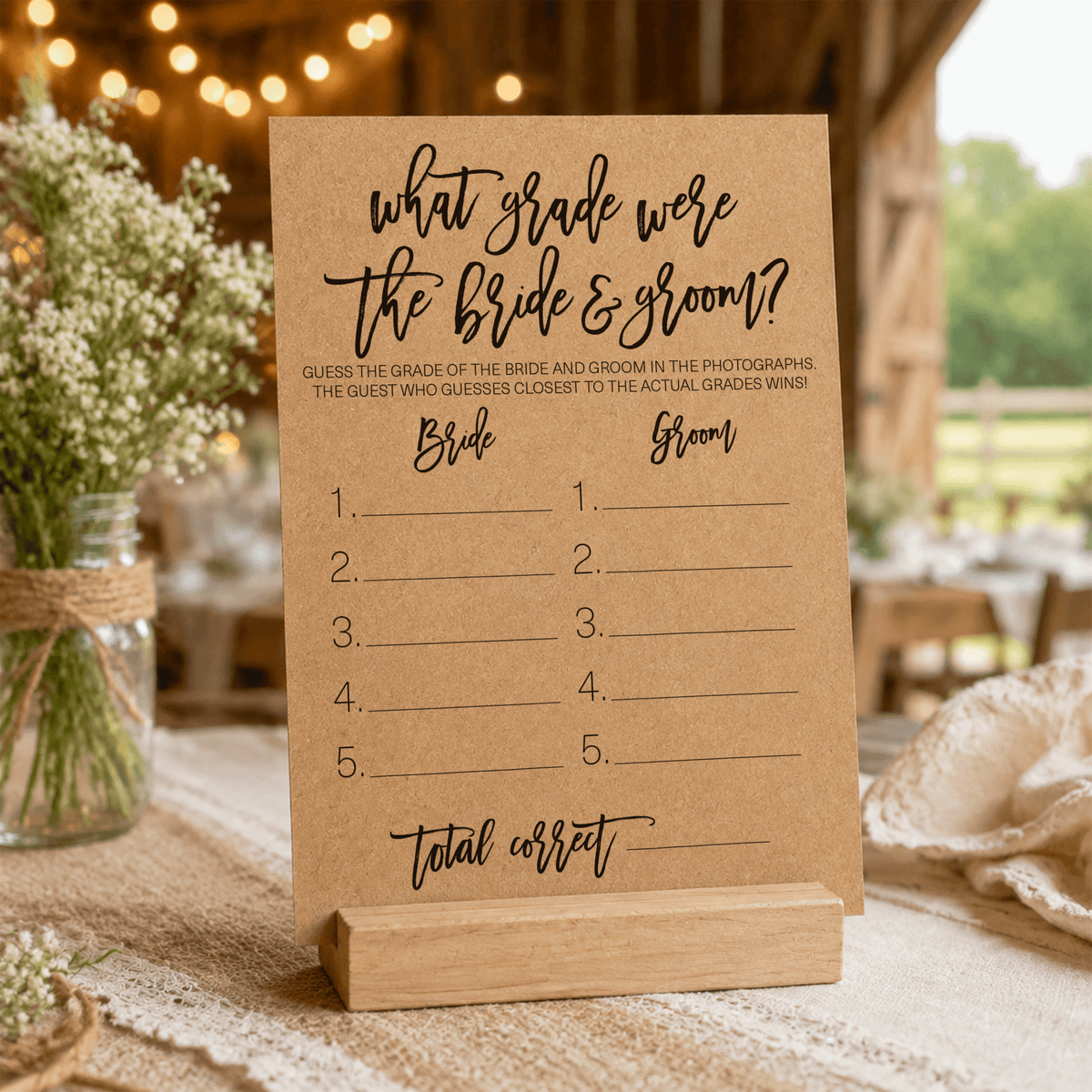 What Grade Were They Bridal Shower Game
