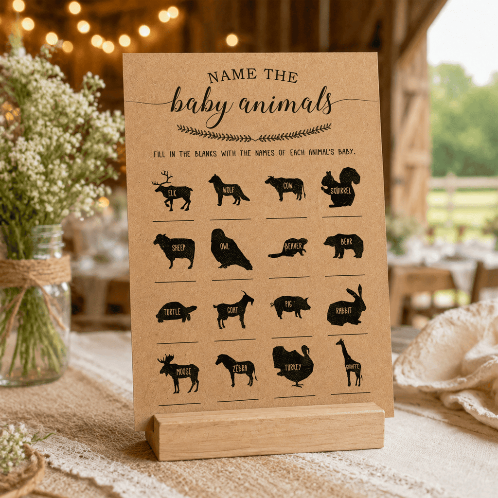 Name the Baby Animals Baby Shower Game