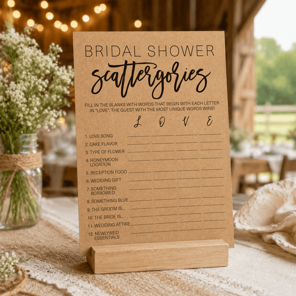 Bridal Shower Scattergories - Bridal Shower Game