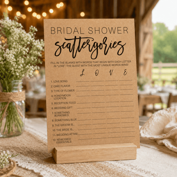 Bridal Shower Scattergories - Bridal Shower Game