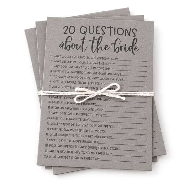 20 Questions about the Bride Bridal Shower Game