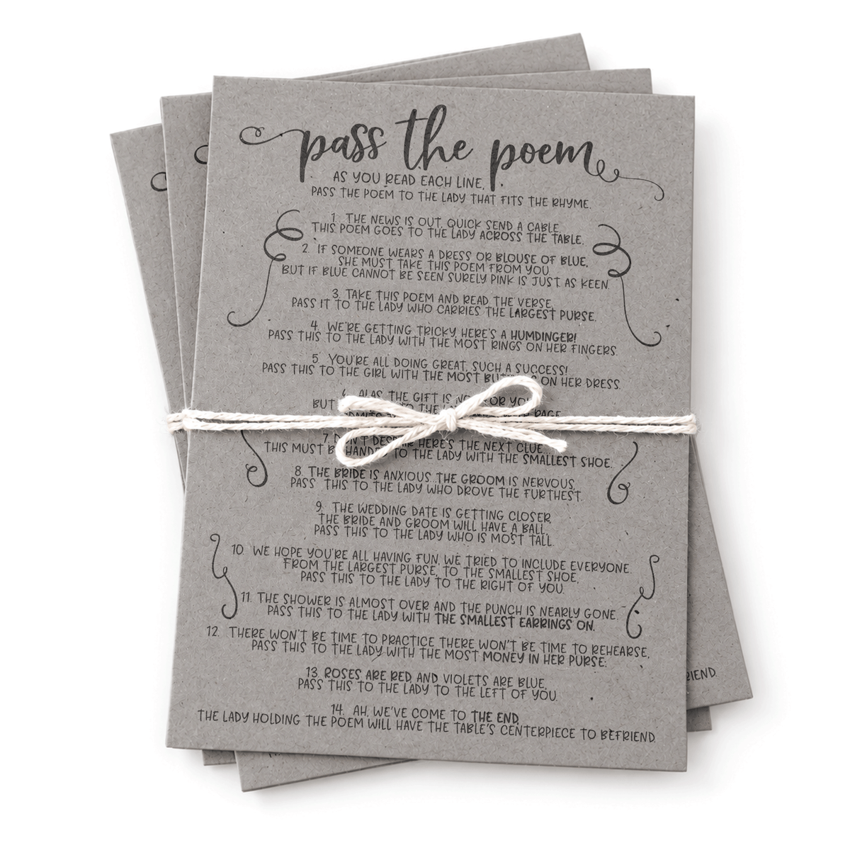 Pass The Poem Bridal Shower Game