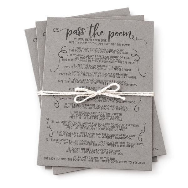 Pass The Poem Bridal Shower Game