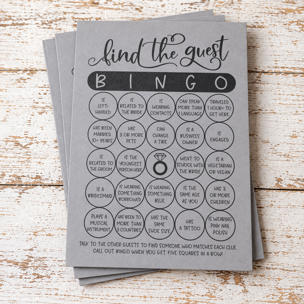 Find The Guest Bingo Bridal Shower Game