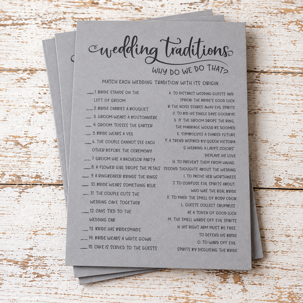 Wedding Traditions Bridal Shower Game