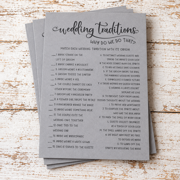 Wedding Traditions Bridal Shower Game