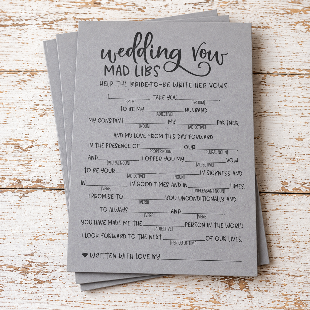 Wedding Vow Mad Libs Bridal Shower Game